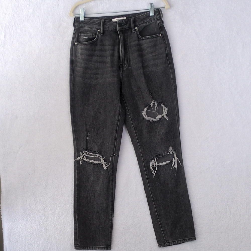 PacSun Women's Black Distressed High Rise Mom Jeans Waist 26